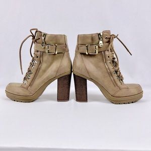 G by Guess women’s heeled booties size 6.5 tan color ankle boots